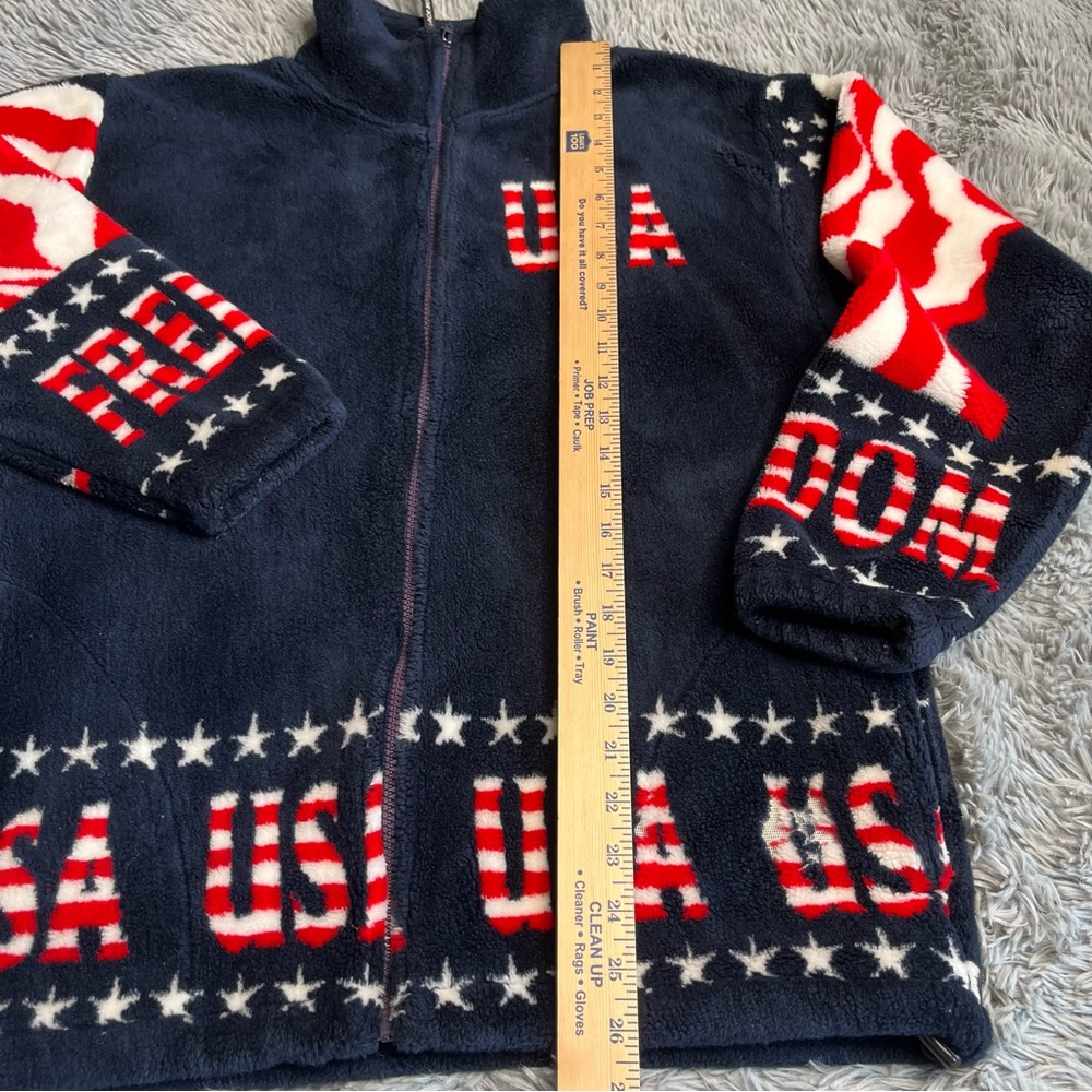 Black Mountain Outdoor Jacket Womens Small Fleece USA American Flag Pockets Blue - Picture 6 of 12